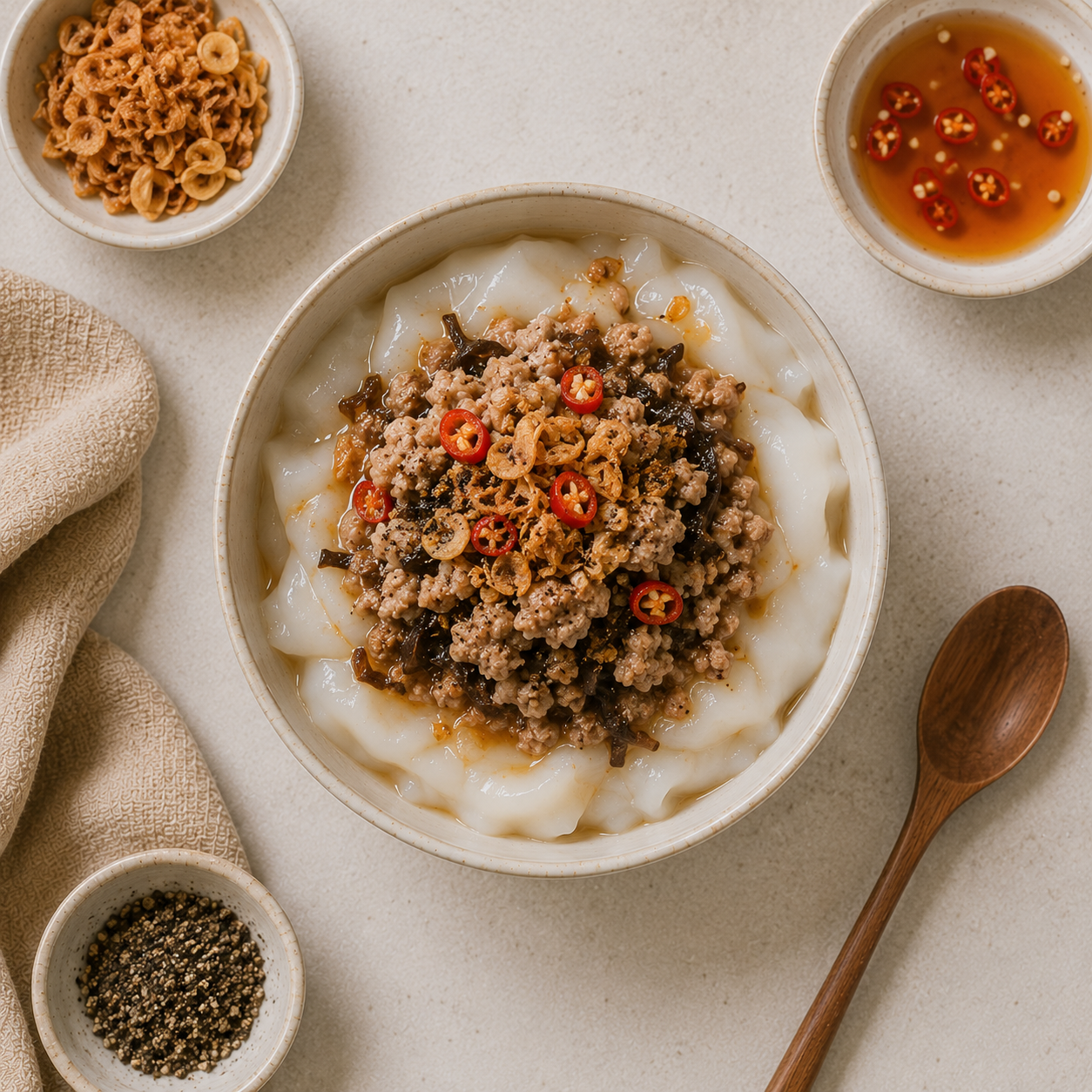 Bánh đúc yến mạch nhân thịt: Bữa sáng 36g protein 487 kcal. · gallery 2