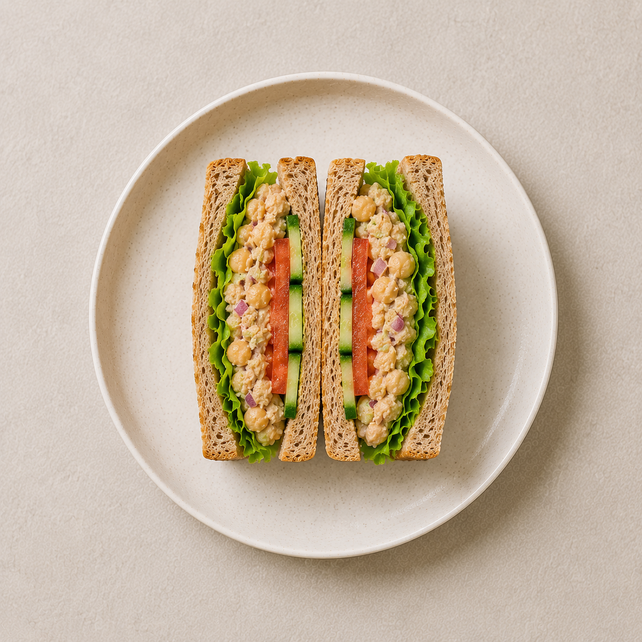Bánh mì sandwich đậu gà thuần chay: Bữa sáng 10 phút high protein 464 kcal. · gallery 1