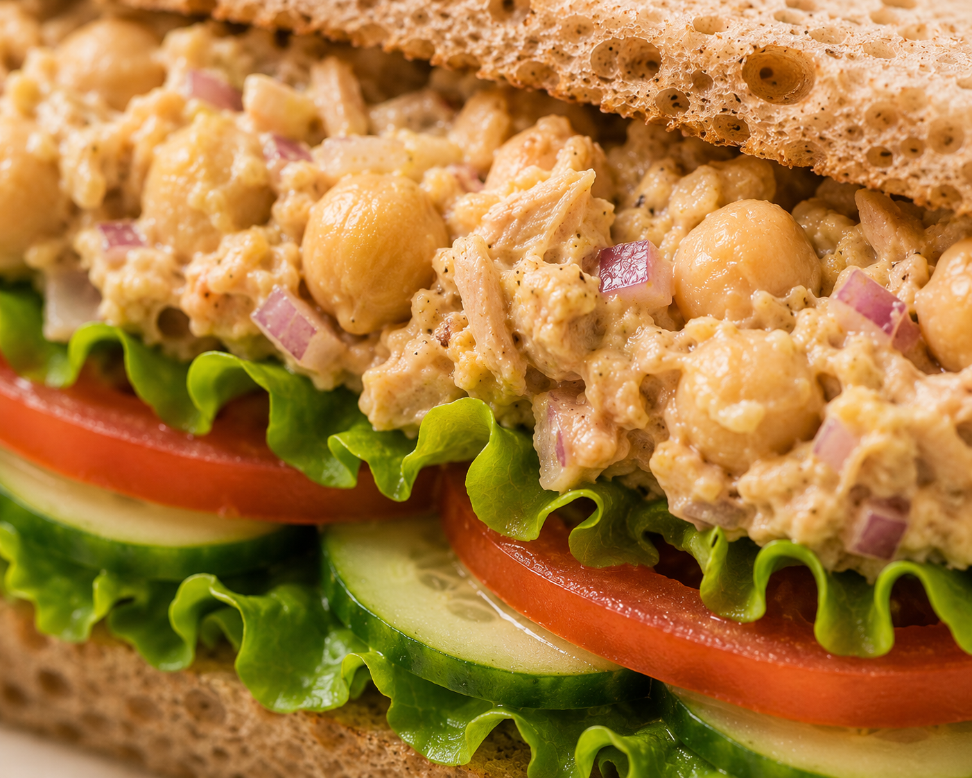Bánh mì sandwich đậu gà thuần chay: Bữa sáng 10 phút high protein 464 kcal. · gallery 2