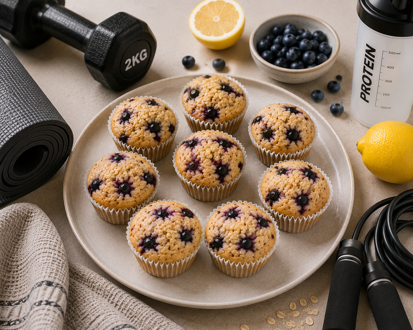 Bánh muffin yến mạch việt quất: Tráng miệng thấp kcal. · gallery 1