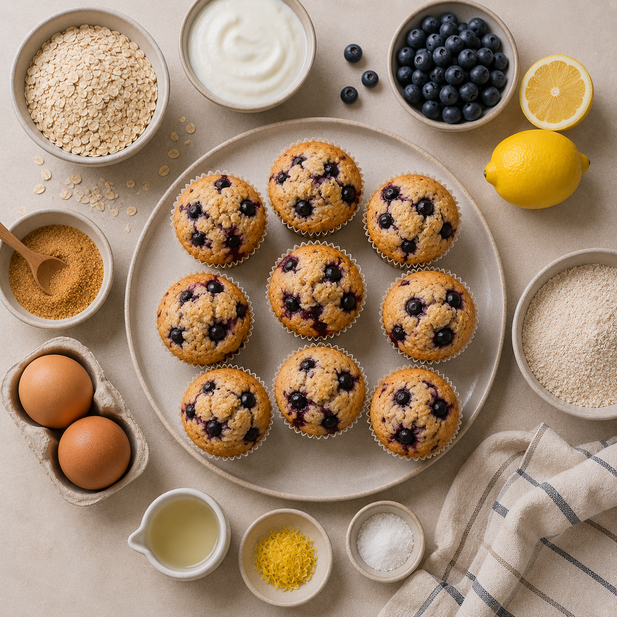 Bánh muffin yến mạch việt quất: Tráng miệng thấp kcal. · gallery 2