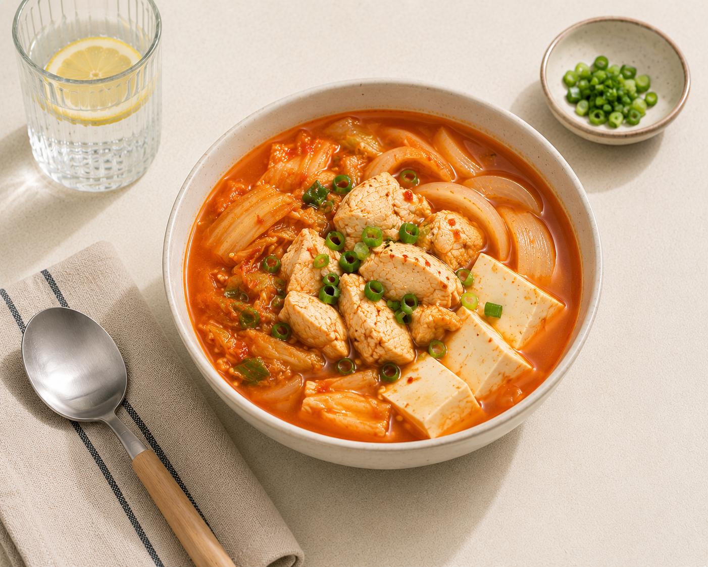 Canh kimchi đậu hũ ức gà, 48g protein