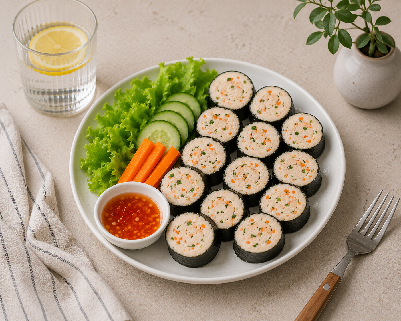 Chả ức gà cuộn rong biển chiên không dầu, 64g protein