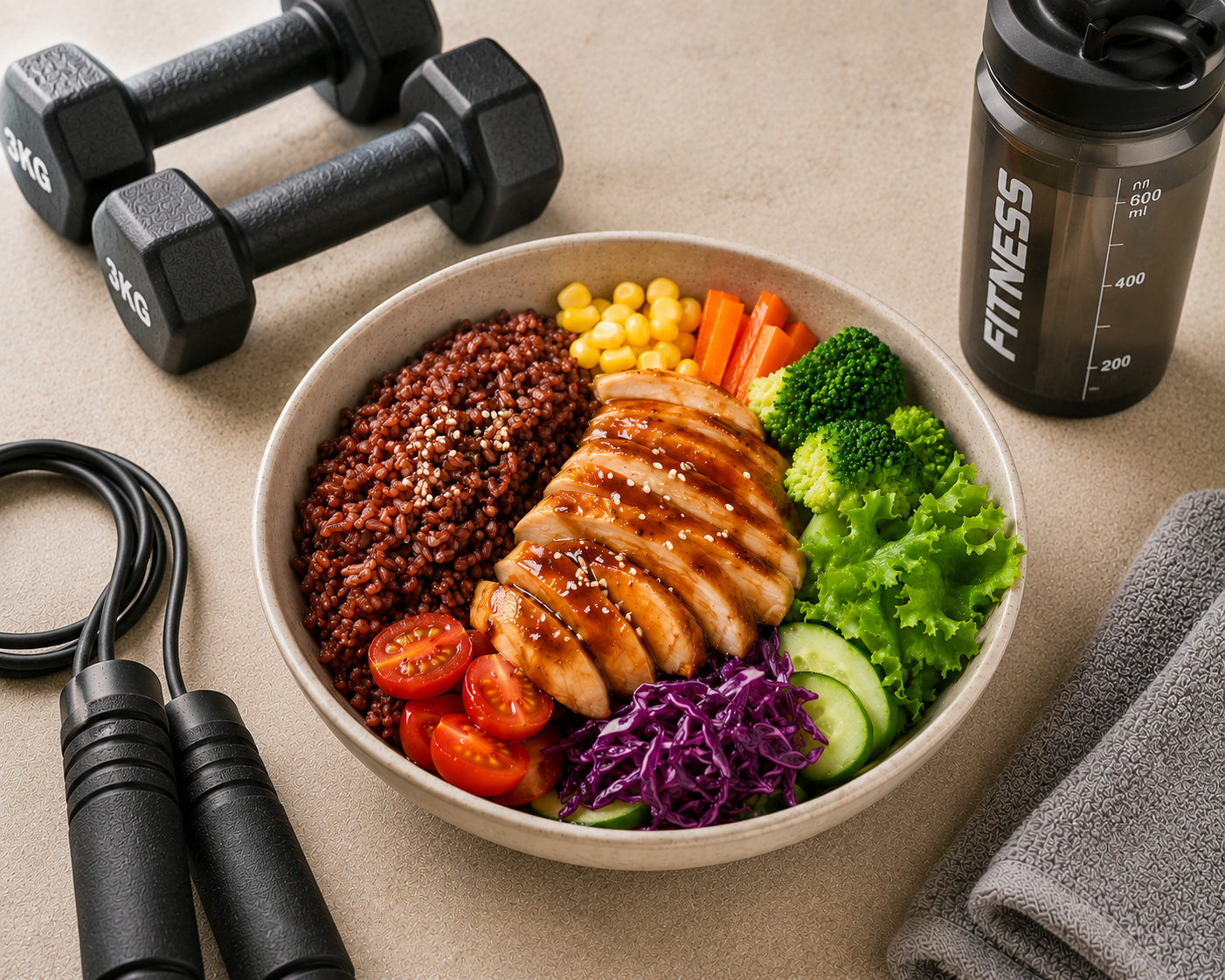 Cơm trắng ức gà sốt teriyaki: Bữa chính 25 phút 55g protein. · gallery 2
