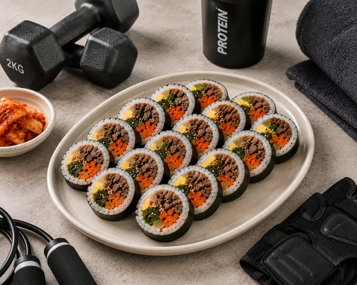 Kimbap bò: Bữa chính 30 phút 39g protein. · gallery 3
