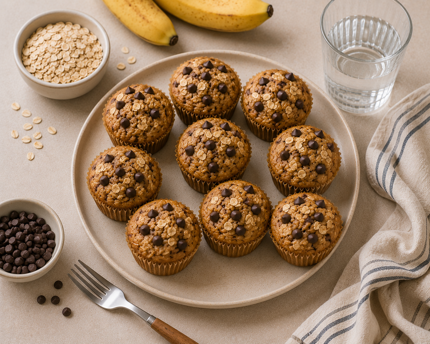 Muffin yến mạch chuối chocolate chip: Tráng miệng thấp kcal. · gallery 1