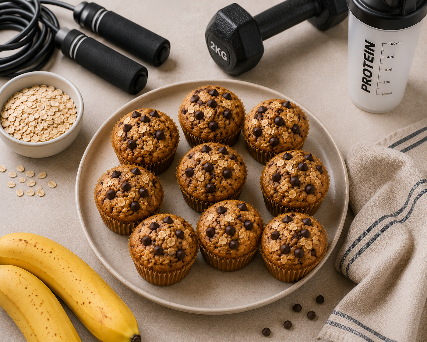 Muffin yến mạch chuối chocolate chip: Tráng miệng thấp kcal. · gallery 3