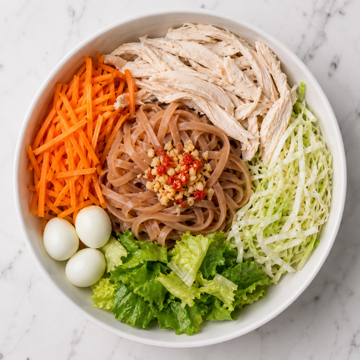 Phở gạo lứt trộn ức gà, 54g protein