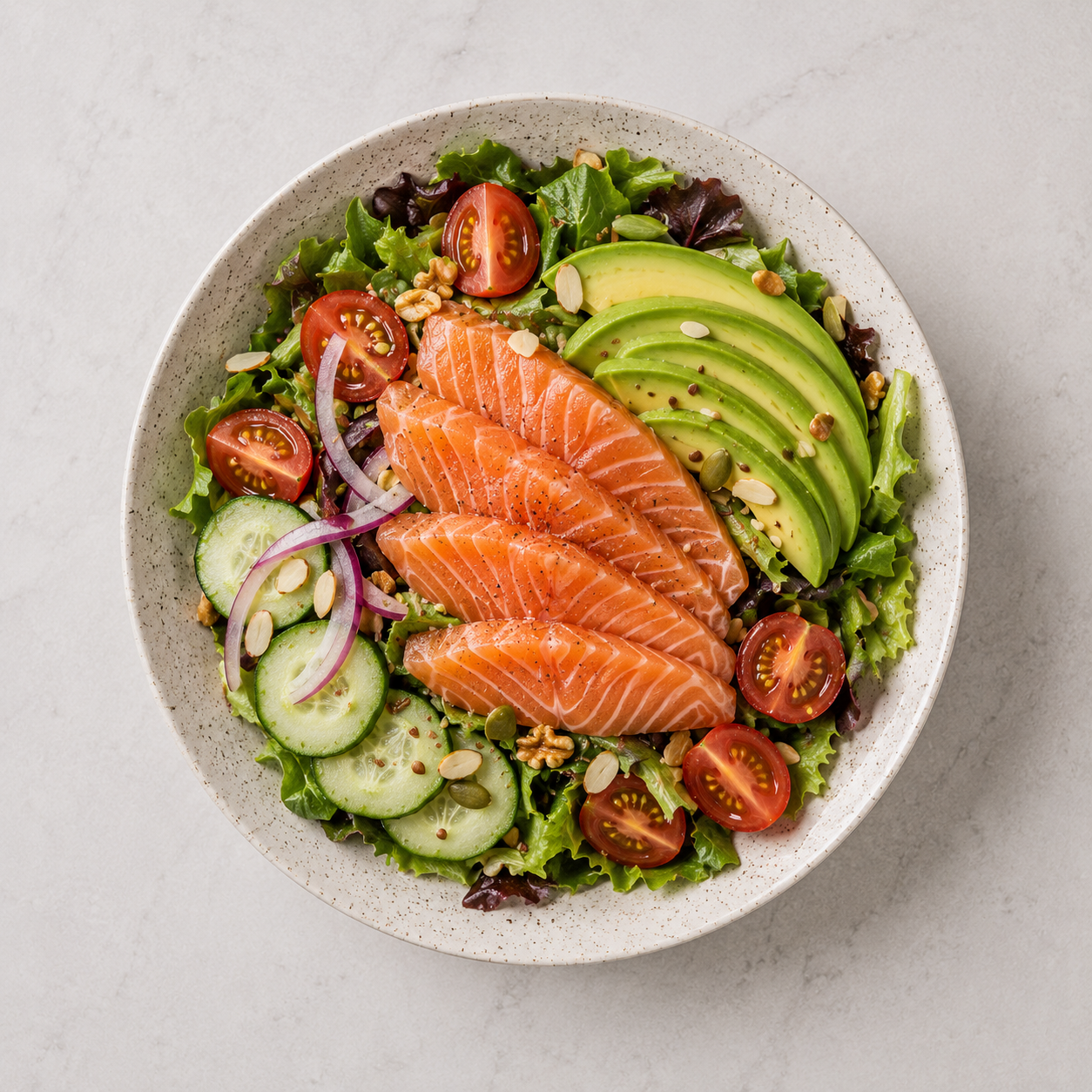 Salad bơ cá hồi: Salad 15 phút 48g protein. · gallery 2