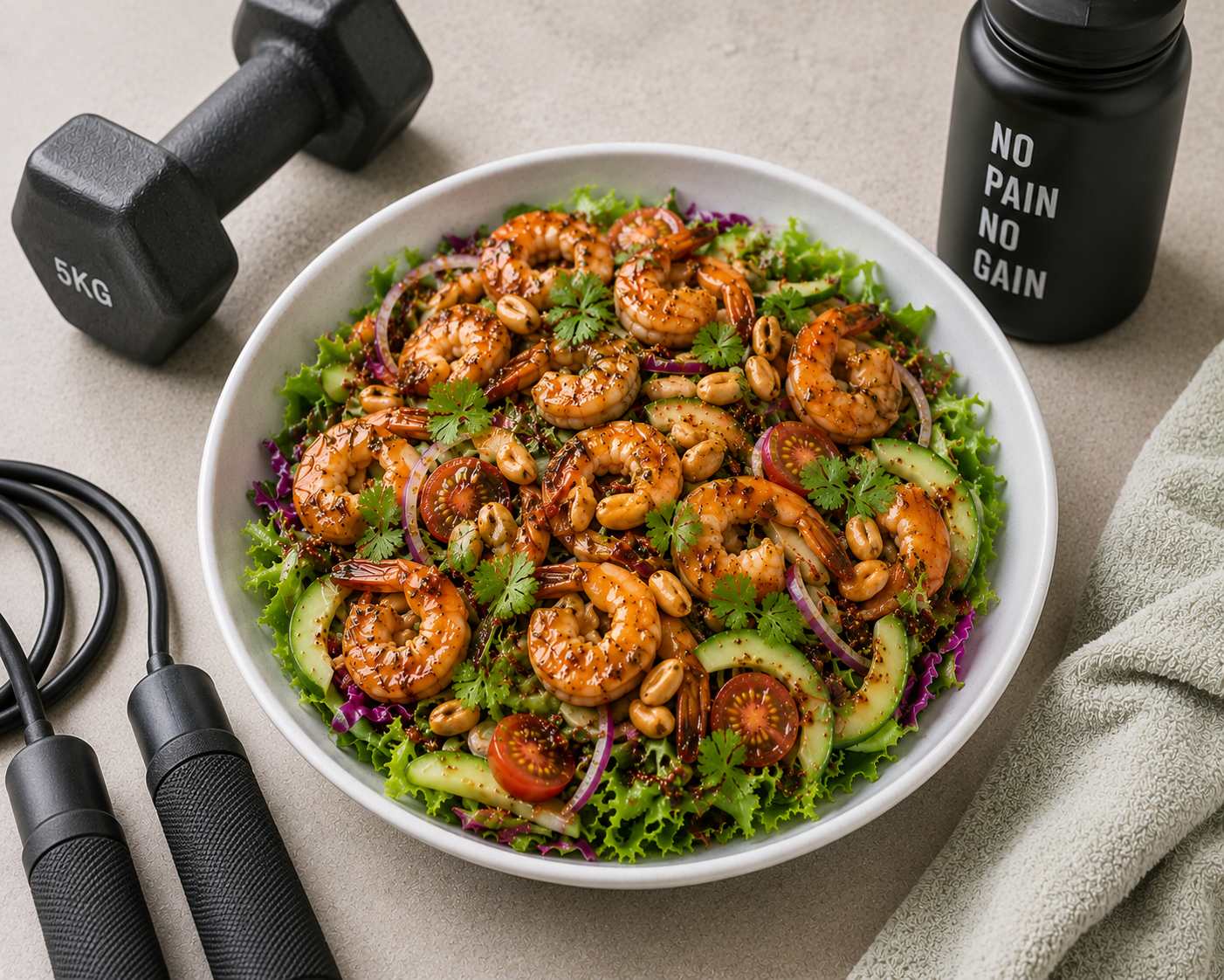 Salad tôm xốt mè rang: Salad 10 phút 236 kcal. · gallery 3