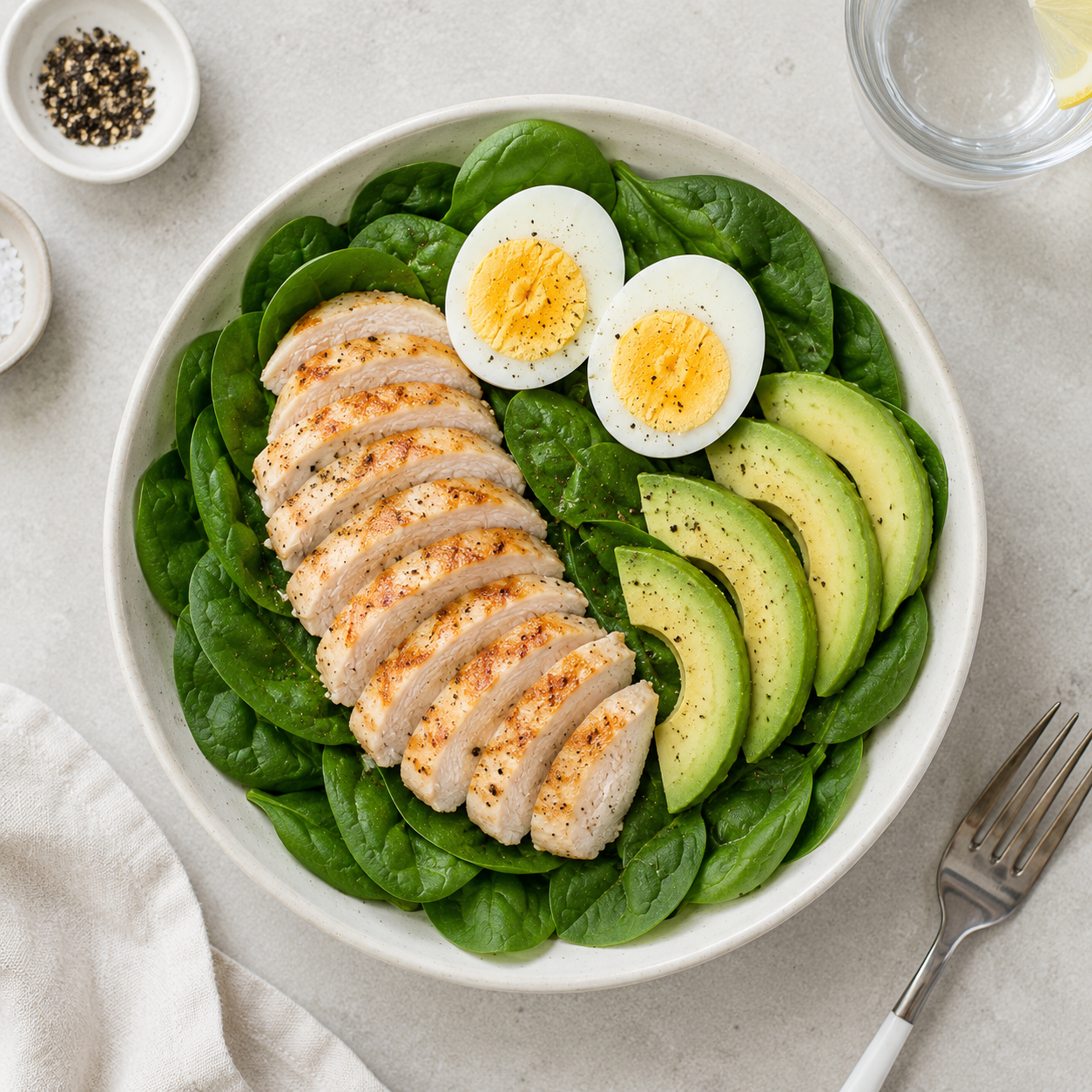Salad ức gà, 49g protein, whole food