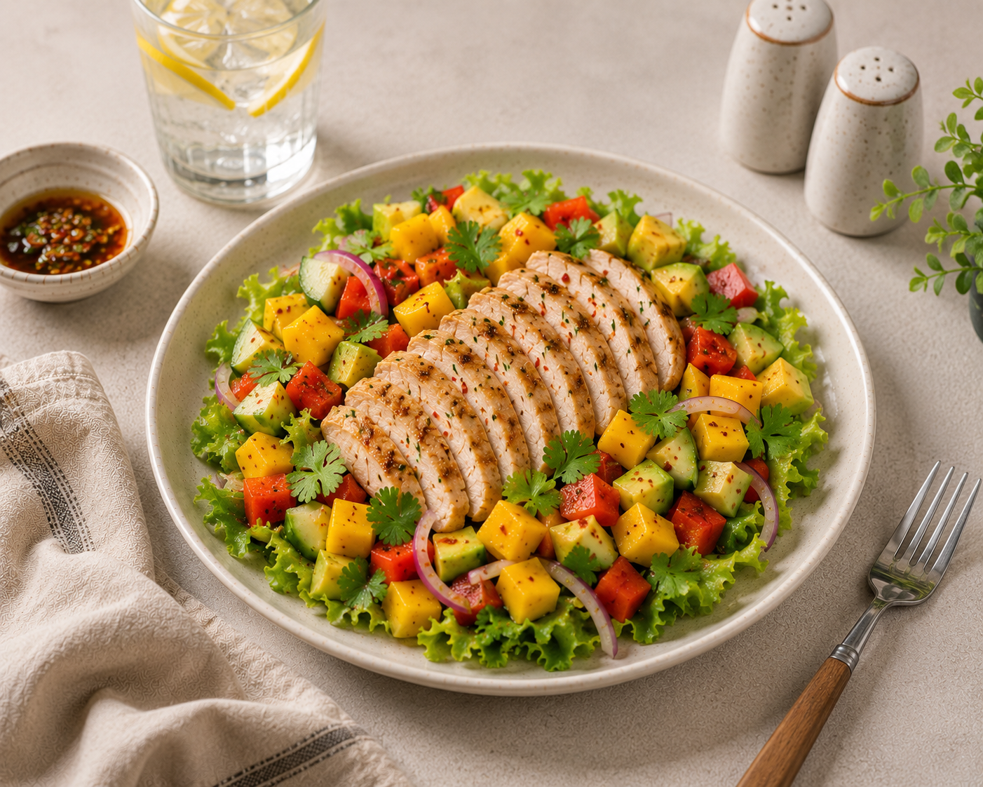 Salad xoài bơ ức gà: Salad 20 phút 46g protein. · gallery 2