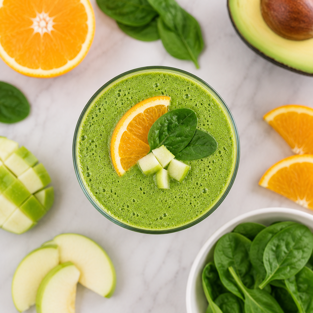 Sinh tố cam bơ rau bina: Smoothie. · gallery 2