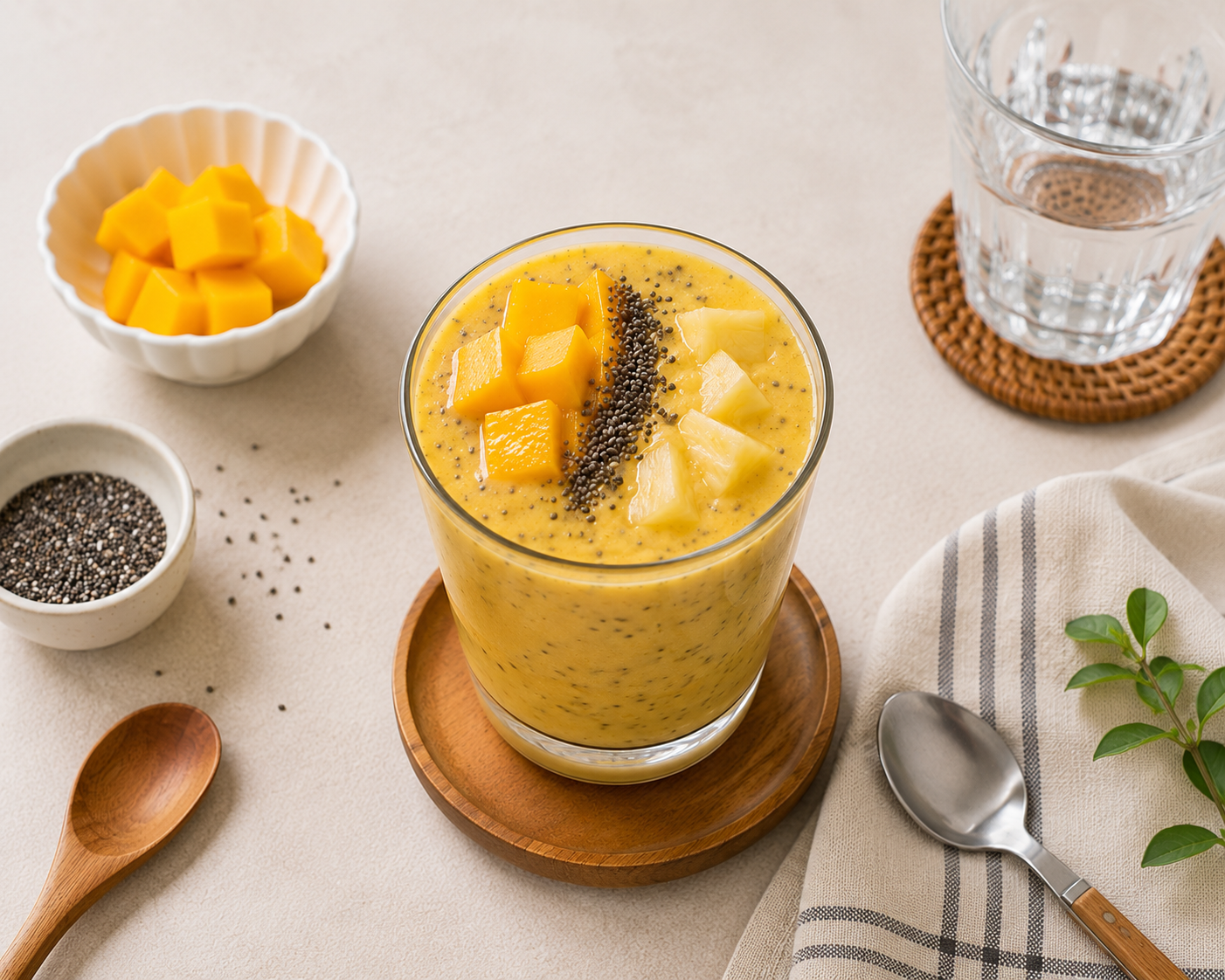 Sinh tố xoài nhiệt đới, smoothie trái cây