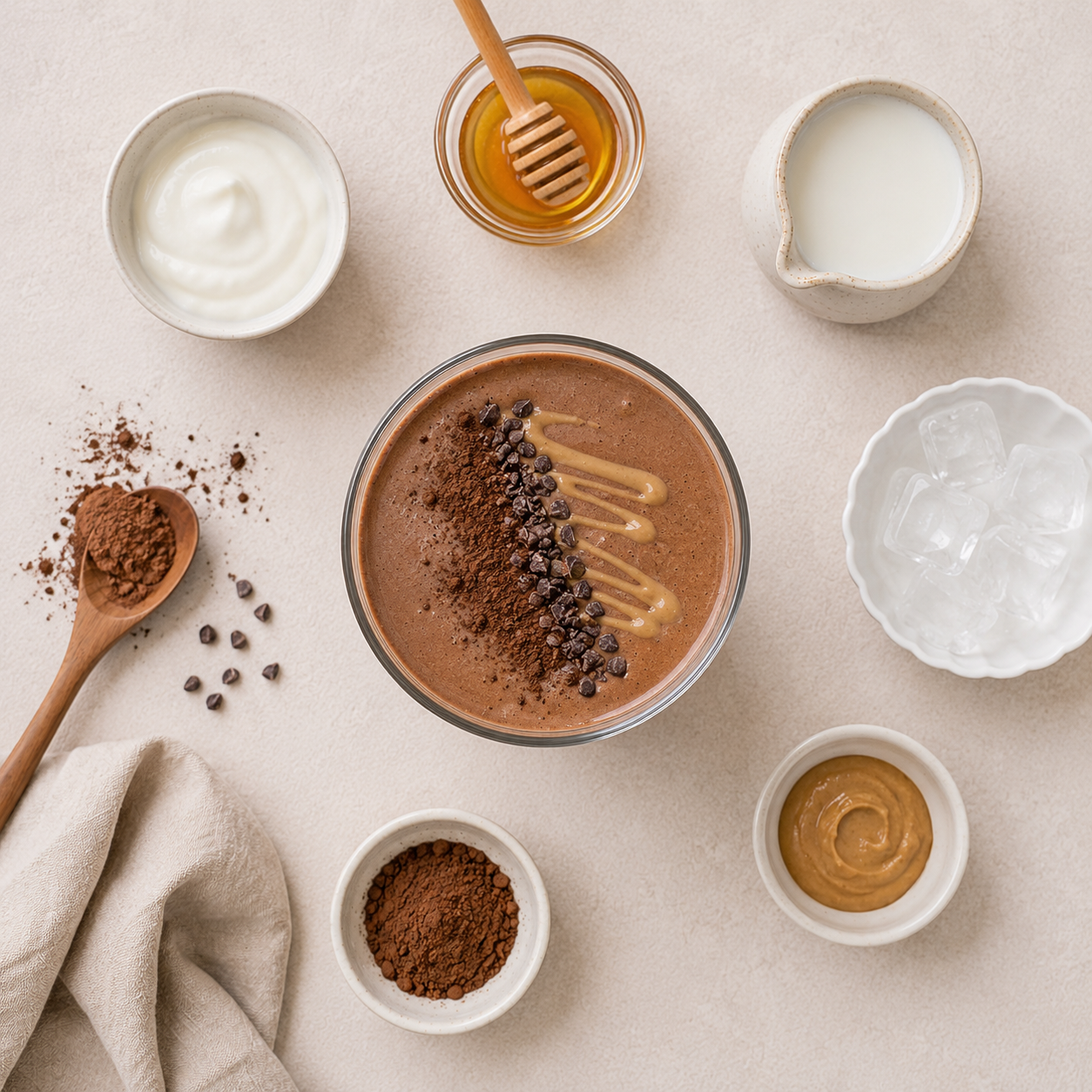 Smoothie cacao hạnh nhân: Smoothie. · gallery 1