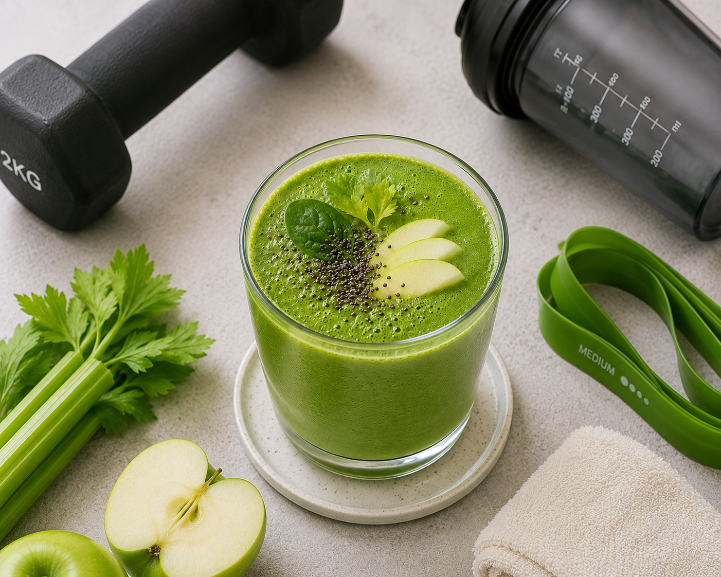 Smoothie cần tây táo xanh rau bina: Smoothie high protein. · gallery 3
