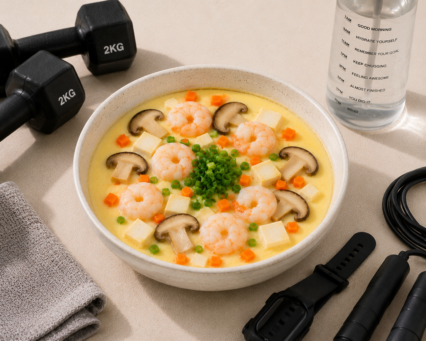 Trứng hấp tôm, nấm: Bữa chính 25 phút 49g protein. · gallery 3